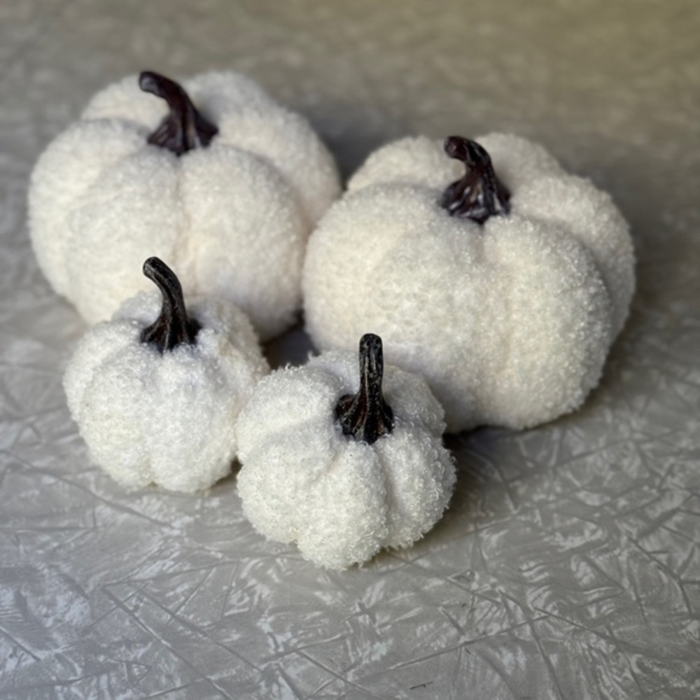 White Sherpa Pumpkins Set of 4